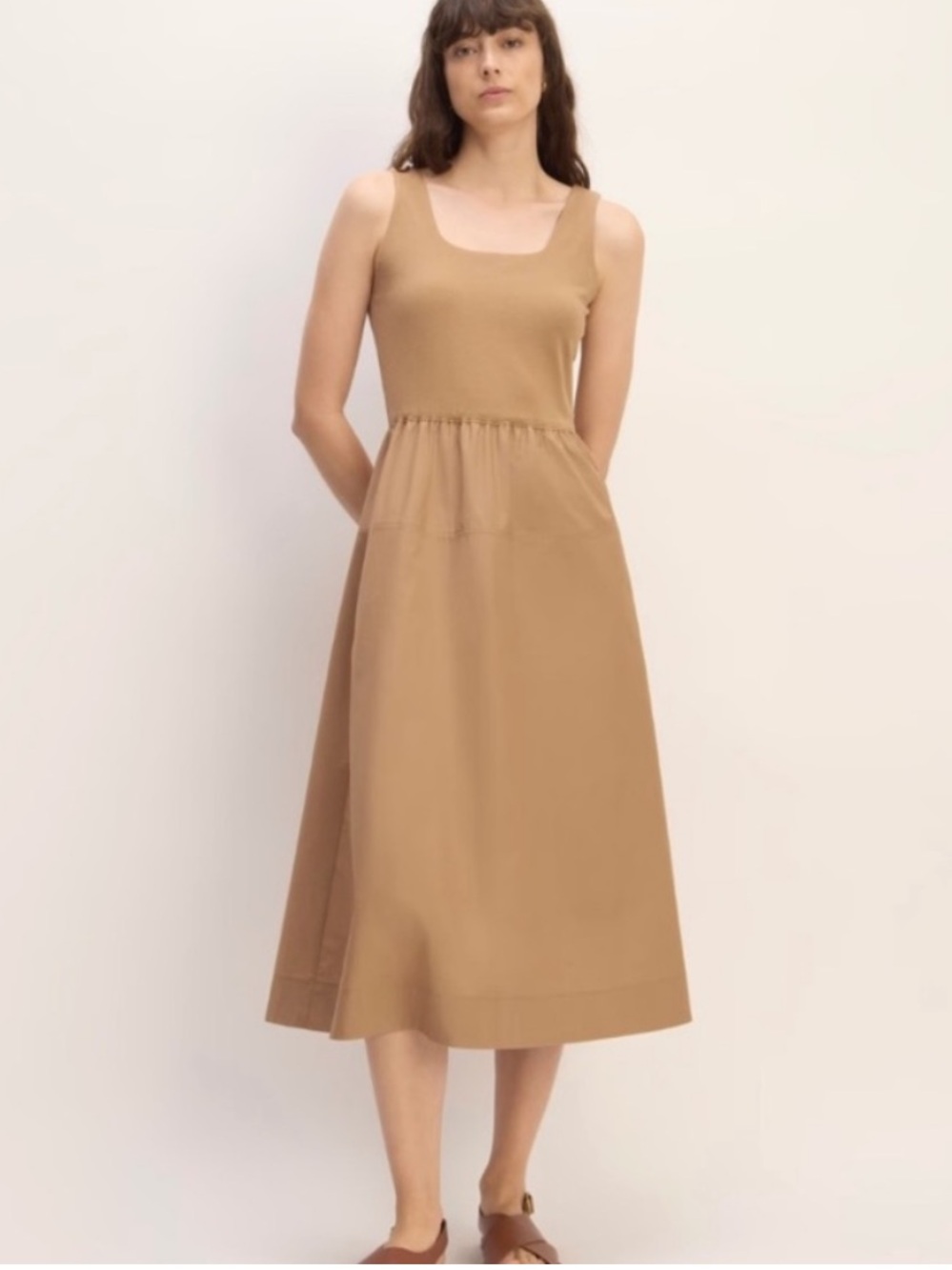 Everlane Supima Jersey Riviera Midi Dress Size L Cotton tiger’s eye